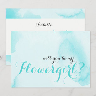 Blue Watercolor Will you be my Flowergirl Invitation