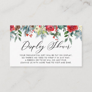 Blue Watercolor Winter Blooms Display Shower Enclosure Card