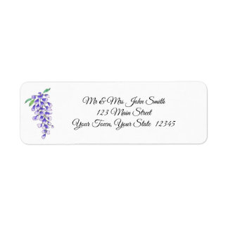 Blue Watercolor Wisteria Flower Floral Label