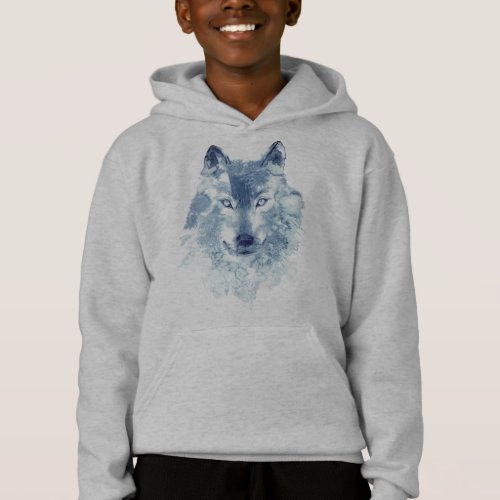 Blue Watercolor Wolf Hoodie