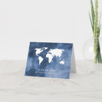 Blue Watercolor | World Map Thank You