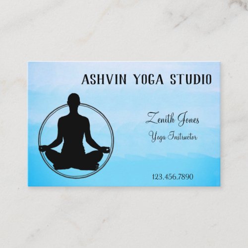 Blue Watercolor Yoga Instructor Business Card