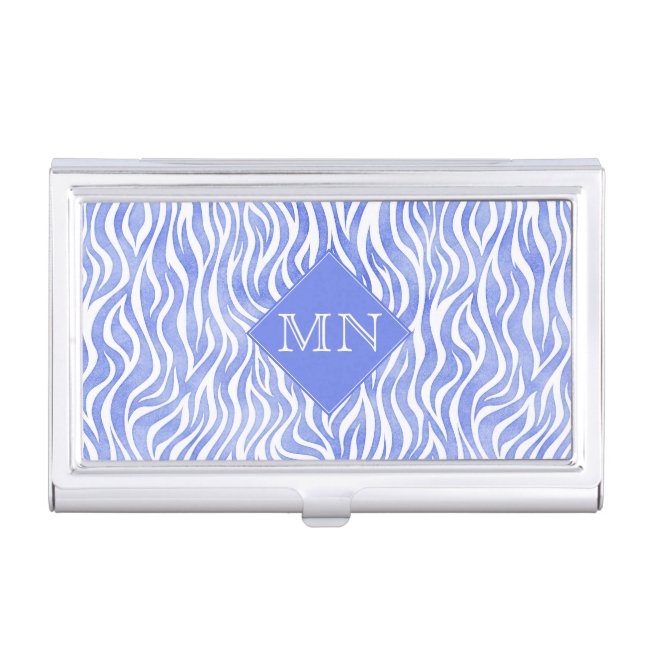 Blue Watercolor Zebra Pattern | Monogram