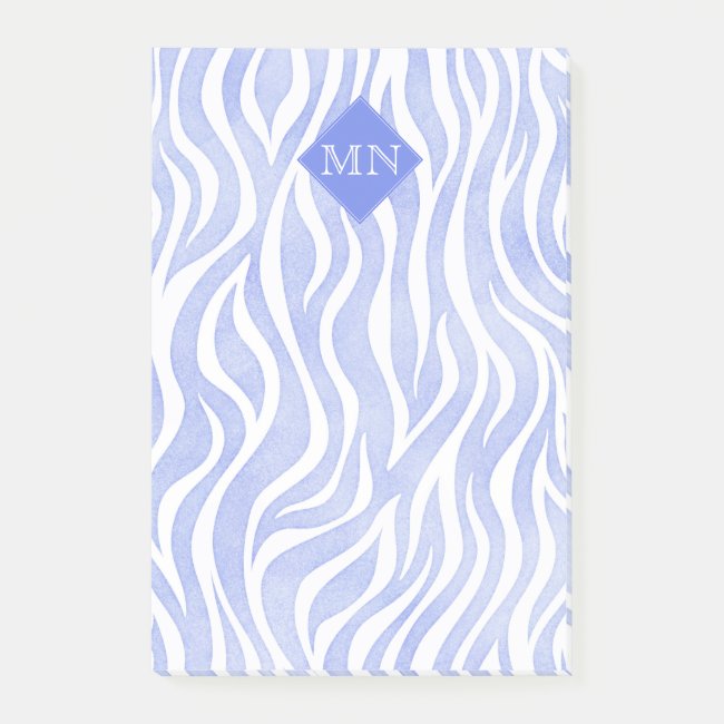 Blue Watercolor Zebra Pattern | Monogram