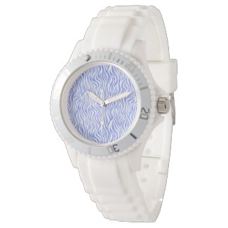 Blue Watercolor Zebra Pattern Wrist Watch