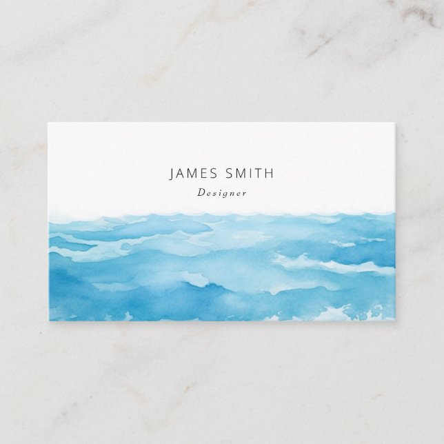 Blue watercolour abstract business card design (Front)
