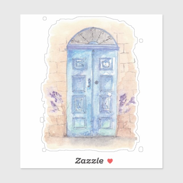 Blue watercolour art door sticker (Sheet)