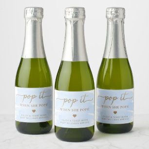 Blue Watercolour Baby Shower Favor Sparkling Wine  Label