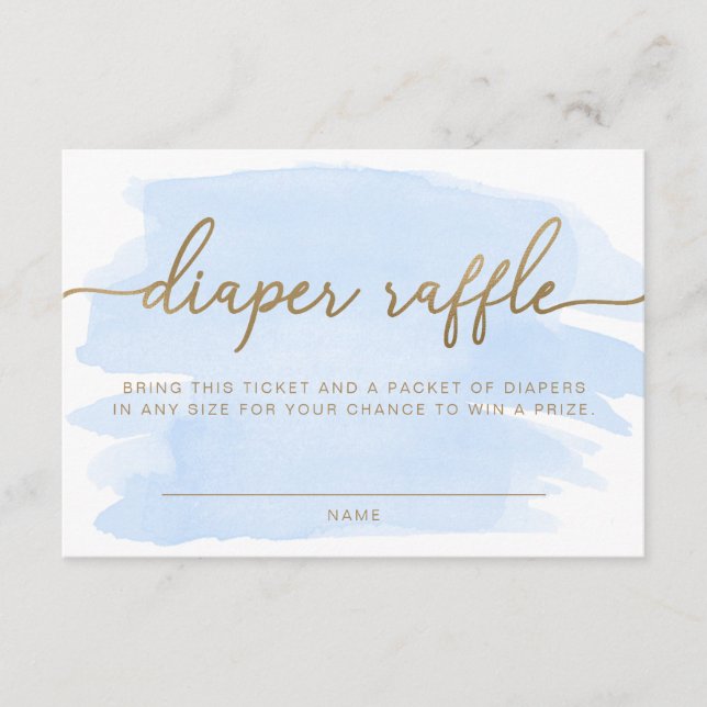 Blue Watercolour Diaper Raffle Ticket Insert Card (Front)