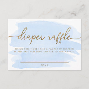 Blue Watercolour Diaper Raffle Ticket Insert Card