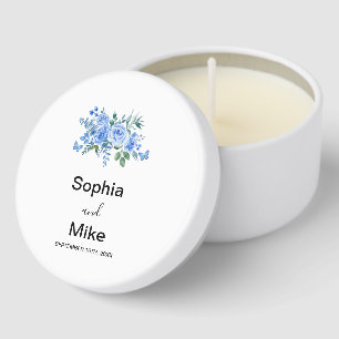 Blue Watercolour Floral and Butterflies Wedding Mini Candle Favors