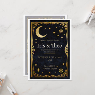 Blue Watercolour Floral Formal Wedding Invitation