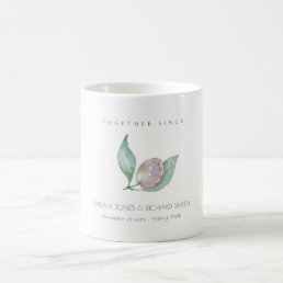 BLUE WATERCOLOUR OLIVE SAVE THE DATE WEDDING GIFT COFFEE MUG