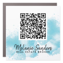 Blue Watercolour REAL ESTATE QR Code Car Magnet