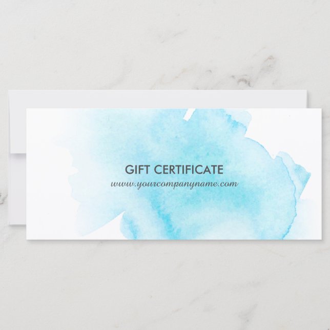 Blue Watercolour Splash Gift Certificate (Front)