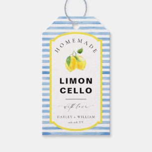 Blue Watercolour Stripe Limoncello Favor Gift Tags