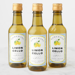 Blue Watercolour Stripe Limoncello Favor Wine Label
