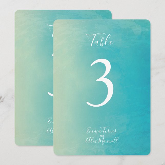Blue Watercolour | Table number cards (Front/Back)