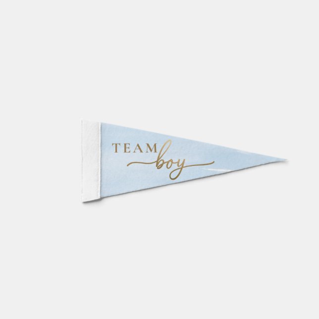 Blue Watercolour Team Girl Gender Reveal Pennant Flag (Front)