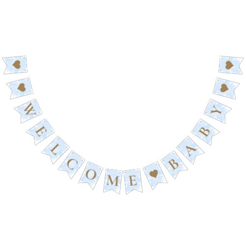 Blue Watercolour Welcome Baby Bunting Flags
