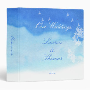 Blue Watercolour & White Doves 3 Ring Binder