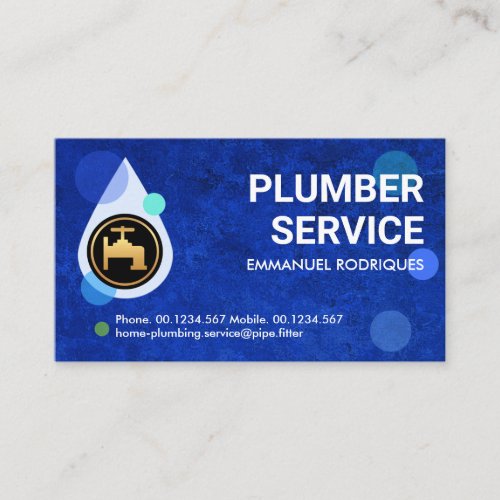Blue Waterdrop Bubbles Plumbing Repair Business Card