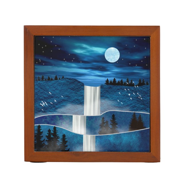 Blue Waterfall Desk Organizer (Front)