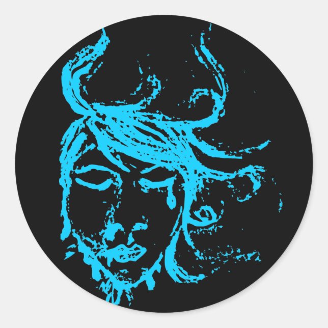 blue waters classic round sticker (Front)