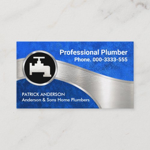 Blue Waters Plumber Silver Pipe Business Card