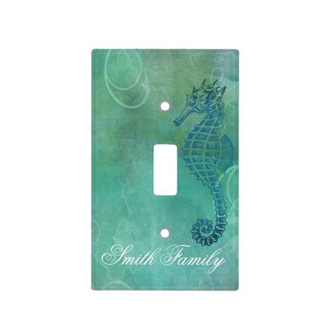 Blue Waters, Seahorse and Flourish Light Switch Cover (Front)