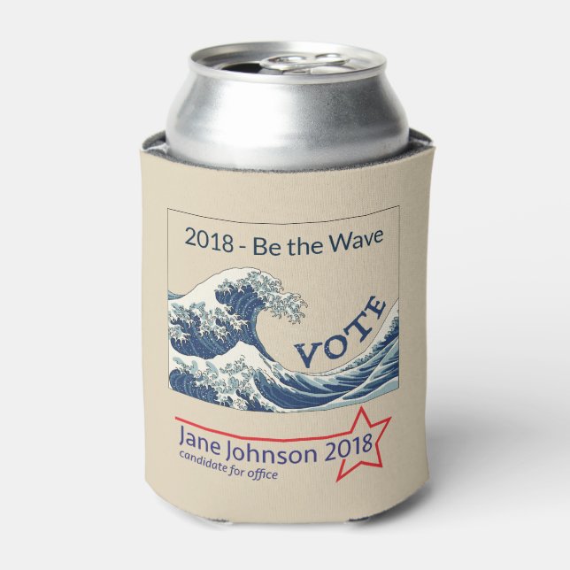 Blue Wave 2024 - customizable campaign can coozie (Can Front)