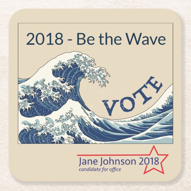 Blue Wave 2024- customizable campaign coaster (Front)