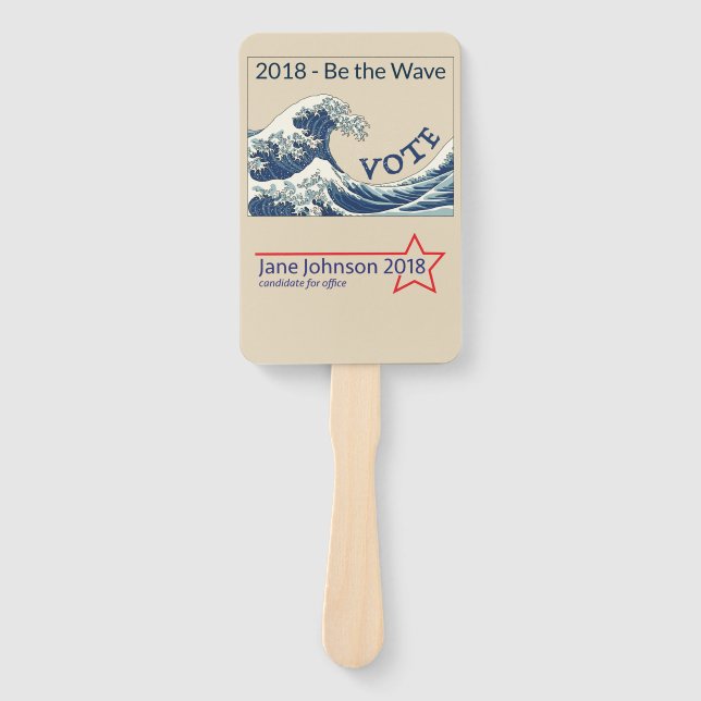 Blue Wave 2024 - customizable campaign hand fan (Front)