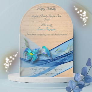 blue wave 50 Years Birthday acrylic invitation