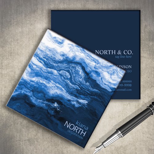 Blue Wave Abstract ID795 Square Business Card
