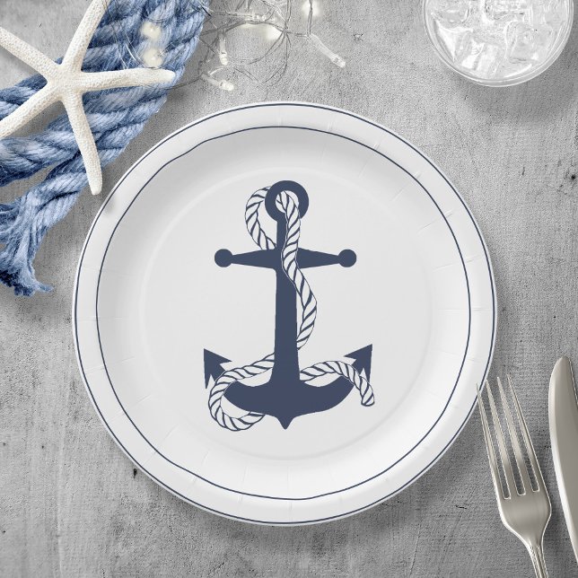 Blue Wave Anchor Navy/Wht ID836 Paper Plates (Creator Uploaded)