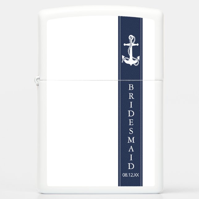Blue Wave Anchor Wedding Bridesmaid ID836 Zippo Lighter (Front)