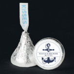 Blue Wave Anchor Wedding Navy/Wht ID836  Hershey®'s Kisses®<br><div class="desc">The pieces of this elegant wedding suite feature classic nautical styling with a clean, minimalist look. Stylistic waves in shades from aqua to navy blue and an anchor and rope illustration provide unique accents. A white background with fine navy blue piping gives this candy favor a striking modern look. Perfect...</div>