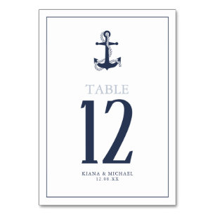 Blue Wave Anchor Wedding Navy/Wht ID836 Table Number