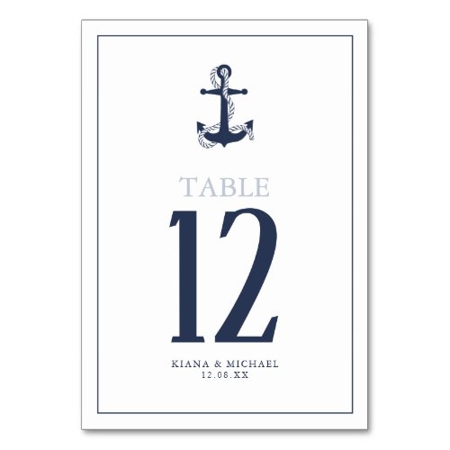 Blue Wave Anchor Wedding NavyWht ID836 Table Number