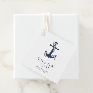 Blue Wave Anchor Wedding Thank You Navy/Wht ID836 Favor Tags