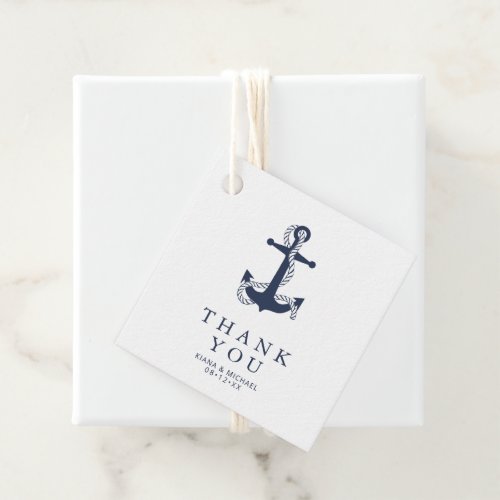 Blue Wave Anchor Wedding Thank You NavyWht ID836 Favor Tags