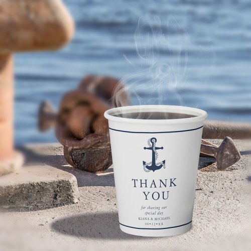Blue Wave Anchor Wedding Thank You V2 ID836 Paper Cups