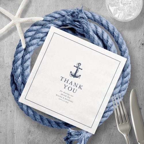 Blue Wave Anchor Wedding Thank You V2 ID836 Paper Dinner Napkins