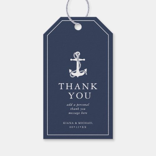 Blue Wave Anchor Wedding Thank You V3 ID836 Gift Tags