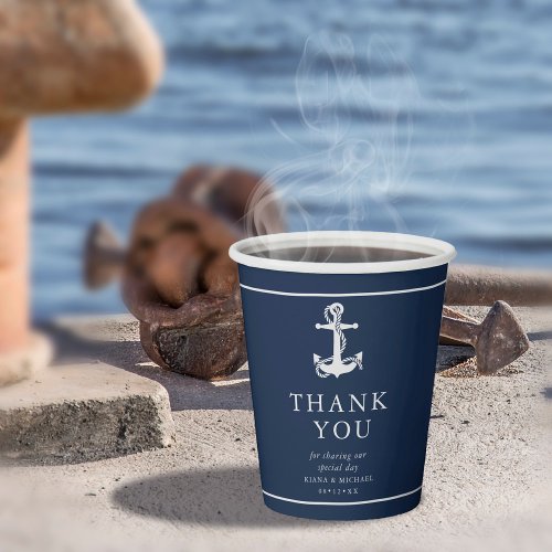 Blue Wave Anchor Wedding Thank You V3 ID836 Paper Cups