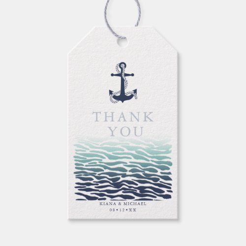 Blue Wave Anchor Wedding Thank You Wave ID836 Gift Tags