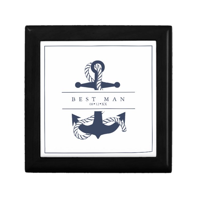 Blue Wave Anchor Wedding V2 Navy/Wht ID836 Gift Box (Front)