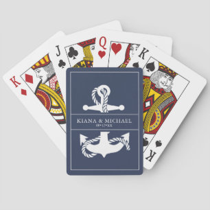 Blue Wave Anchor Wedding V2 Wht/Navy ID836 Poker Cards
