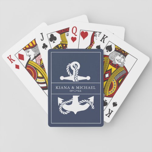 Blue Wave Anchor Wedding V2 WhtNavy ID836 Poker Cards